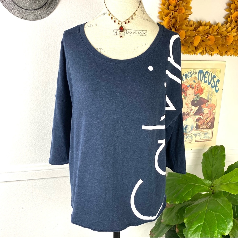 Calvin Klein Navy Logo Tee M Performance shirt top front logo graphic